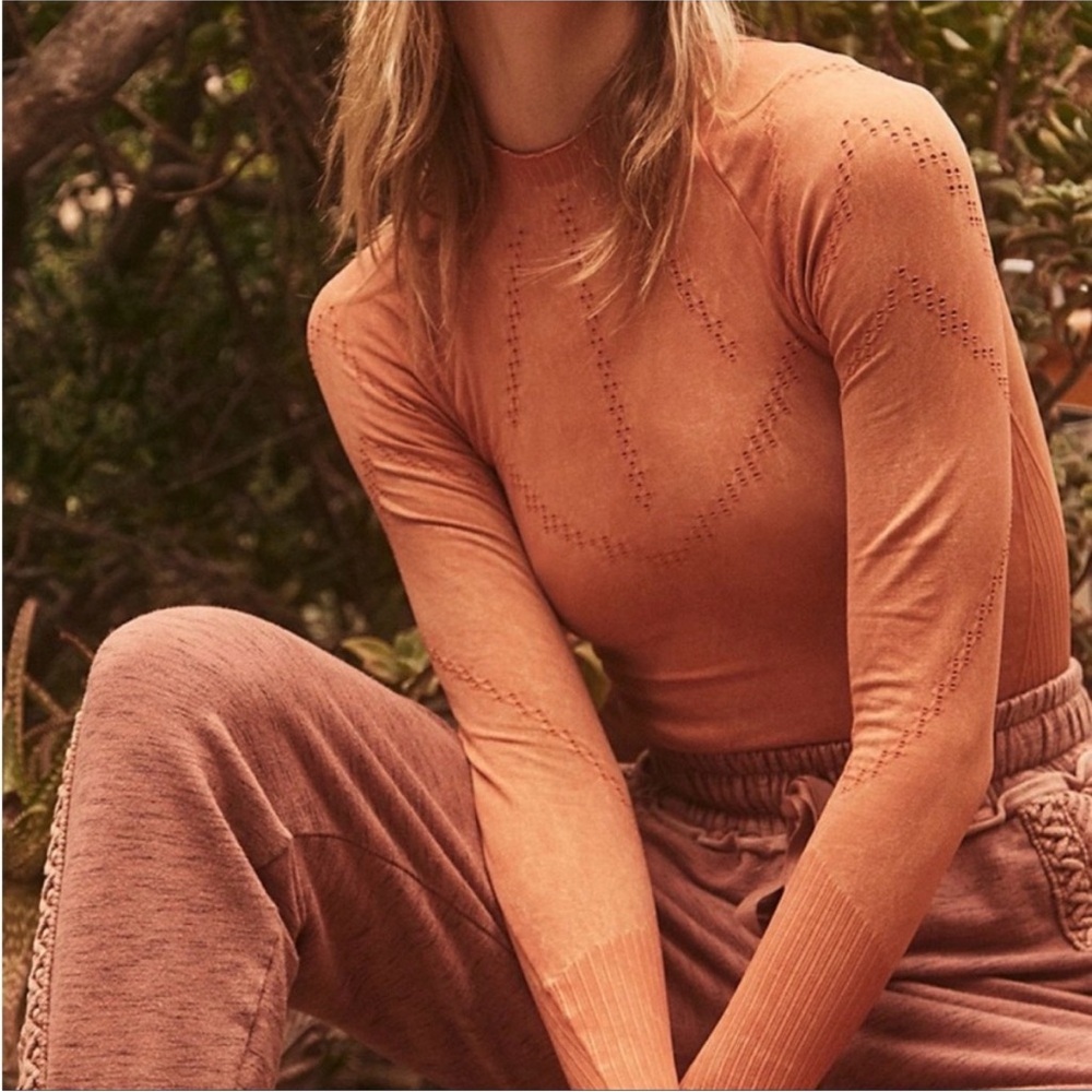 NWOT Free People FP Movement High Neck Good Karma Long Sleeve